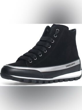 Candice Cooper Velvet Suede Janis Strip Plus Chic High Top Sneakers, Black